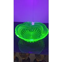 Салатница, конфетница, ЛЗХС, урановое стекло