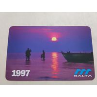 Карманный календарик. Рига. Рыбаки. 1997 год