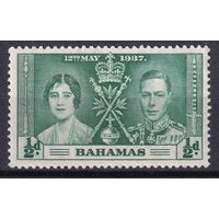 12.BrKS. Великобритания. Колонии. Багамские острова. Коронация Георга VI и Елизаветы. 1937 г. 1/2d. Mi.#100(*).