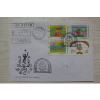 1994, КПД, Казахстан; квартблок "Мультфильмы"; две марки 1992 "Казахстан" на обороте, +СГ, штампы.