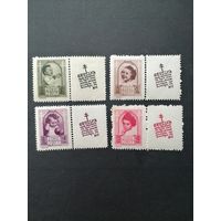 Польша 1948 Полная серия марок с купонами "Борьба с туберкулезом" (чистые**) Mi.511 Zf-514 Zf каталог 25.00 евро