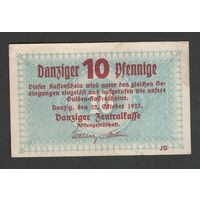 Данциг 10 пфеннигов 1923 года. Тип Р-35a. Состояние aUNC