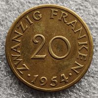 Саар 20 франков  1954 г.  французский протекторат