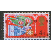 Марка из серии 1969г. Великобритания "Рождество. Традиционные религиозные темы. Ангел-вестник" MNH