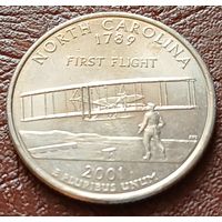 США 25 центов , D 2001 Квотер штата Северная Каролина    ( 2-4-8 )