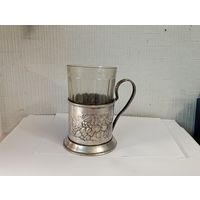 Мельхиоровый подстаканник "Ягодник",Мстера,.СССР.Клейма.