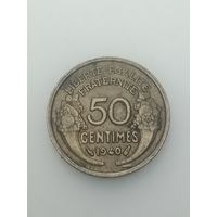 Франция  50  сантимов 1940 года .