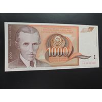 Югославия. 1000 динаров (образца 1990 года, P107, UNC)
