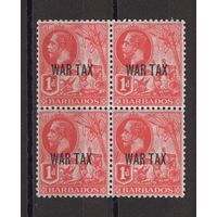 1917 Барбадос ** Георг V, Военный сбор, кварт 4 марки (SG 198), Британские колонии