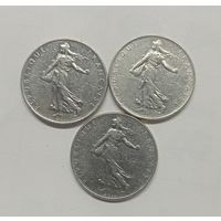 Франция 1 франк, 1975 г.1976 г.1977 год