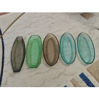 Селедочницы СССР цветное стекло 5 шт одним лотом