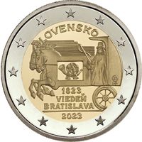 (ОБМЕН ПРИВЕТСТВУЕТСЯ) 2 евро Словакия 2023, конная экспресс-почта, UNC из ролла