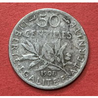 Франция, 50 сентимо 1908г., Серебро