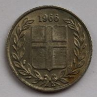 Исландия 25 эйре 1966 год, XF