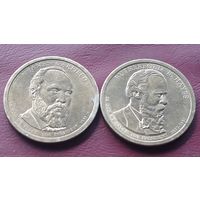 1 доллар 2011 D США  19й 20й президенты Резенфорд Б. Хьюз. Джеймс Гарфилд