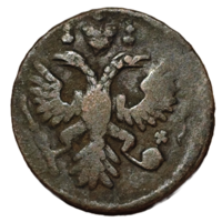 Денга 1735 года. Глазастая. Непрочекан.