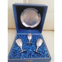 Рюмки с подносом серебро 875 пробы СССР ранние советы. Вес 205 гр