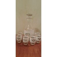 Набор из шести рюмок и графина. Богемия.