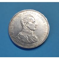 Германия. 5 марок. 1913 год. Вильгельм II. Мундир. Серебро