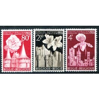 Бельгия - 1955г. - выставка цветов в Генте, архитектура - 3 марки - полная серия, MLH [Mi 1010-1012]. #2-Be-50-B-1