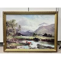 Картина Репродукция пейзаж коровы большая с рубля