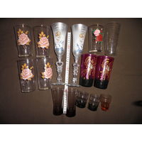 Стаканы,фужеры,рюмки стеклянные 15 шт. времён СССР.