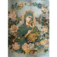 Старинная литография Божья матерь