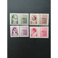 Польша 1948 Полная серия марок с купонами "Борьба с туберкулезом" (чистые* на двух след от наклейки) Mi.511 Zf-514 Zf каталог 25.00 евро