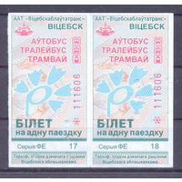 Витебск  серия ФЕ талон на проезд пара /автобус, троллейбус, трамвай/ под компостер
