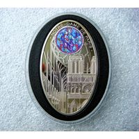 1 новозеландский доллар 2010. Ниуэ. Готический собор Нотр-Дам де Пари. Париж. Серебро 925