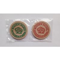 США. 2 жетона Wooden Nickel (Деревянный пятицентовик). В одной запайке. Диаметр каждого 3,8 см.