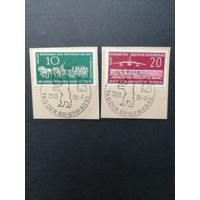 ГДР 1958 Полная серия марок на вырезках "День почтовой марки" (спецгашение) Mi.660-661 каталог 3.00 евро
