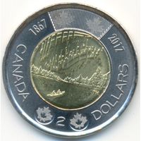 Канада 2 доллара, 2017 150 лет Конфедерации Канада - Полярное сияние