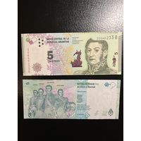 Аргентина 5 песо 2015г.(UNC)