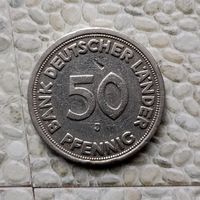 50 пфеннигов 1949(J) года Германия. Федеративная Республика. Нечастая! Неплохая!