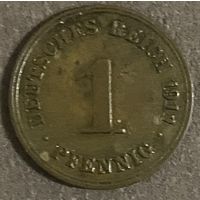 Монета 1 пфенниг 1911 год. Германская империя.