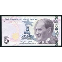 Турция 5 лир образца 2009 (2022) г. P222. Серия F. UNC