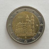 2 евро Германия 2021 Саксония-Ангальт J