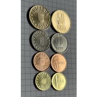 Румыния 2025, годовой набор: 50, 10, 5, 1 бани, UNC из роллов