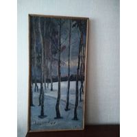 Старая картина 40х90 холст масло