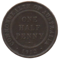 Содружество Австралии (Австралия). 1/2 пенни 1912. Король Георг V.