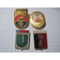 Города, 4 значка/22 с рубля!