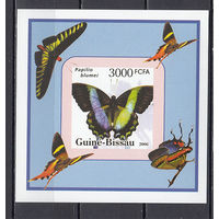 Фауна. Бабочки. Гвинея-Бмсау. 2006. 1 блок б/з. Michel N бл565 (- е).