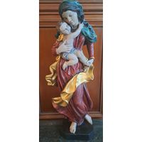 Статуэтка старинная. .Мадона. Большая. Дерево.Полихромная. Европа.