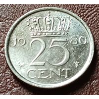 Нидерланды 25 центов, 1980    ( 1-2-6 )