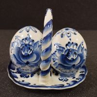 Спецовник (солонка, перечница) Яйца, фарфор. Гжель