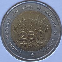 Западная Африка 250 франков 1993 г. В холдере
