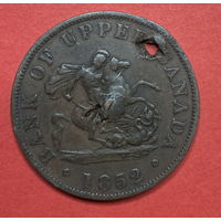 Канада, пол пенни, токен 1852г.