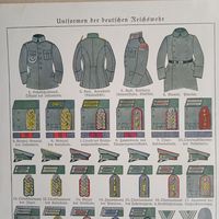 Униформа. Литография Германия. Гравюра нач. 20в.  24х16см.  РАСПРОДАЖА КОЛЛЕКЦИИ.
