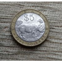 Werty71 Зимбабве 5 долларов 2001 Носорог